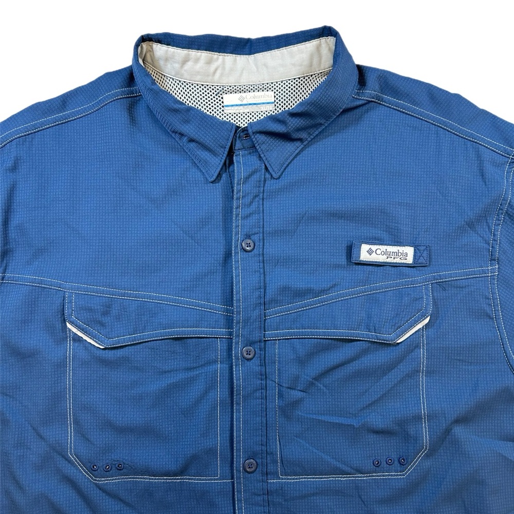 Columbia PFG Button Down Short Sleeve Fishing Shirt-Navy-Men’s XL
